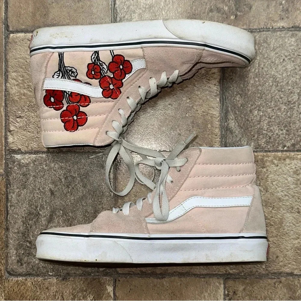 Vans x Disney Sk8-Hi Pink Floral High Top Sneakers Size 6.5 Women - Picture 2 of 8